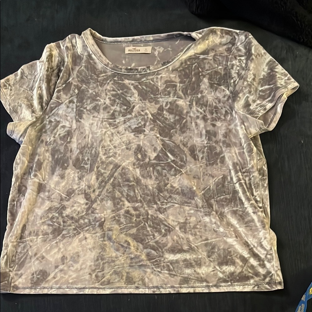 Hollister Silver Velvet Short Sleeve T-Shirt